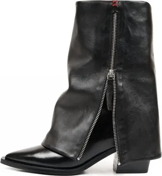 Halmanera Womens Foldover Lug Sole Boots In Black