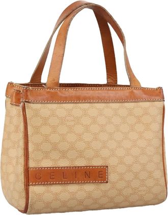 Celine Vintage Macadam Handbag Macadam Beige,Brown,Gold Pvc,Leather,Canvas Bag (Pre-Owned)