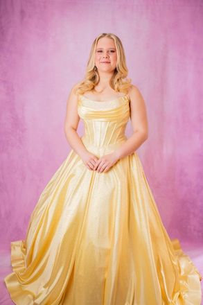 Sherri Hill Strapless Hot Fix Ballgown In Yellow