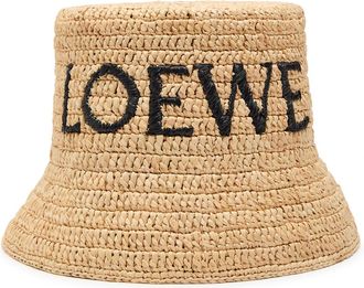 Loewe Logo-embroidered Raffia Bucket hat - Natural - 57 (57cm / M)