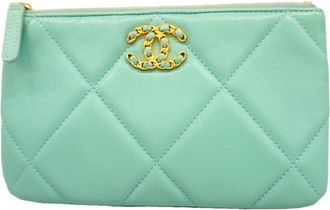 Chanel Blue Leather Long Wallet (Bi-Fold) (Pre-Owned)