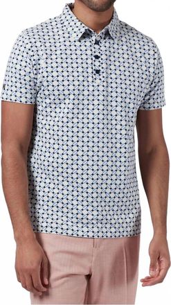 4funkyflavours Keep It Comin Patterned Polo Shirt In White/ Light Blue