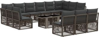 vidaXL Conjunto De Sof&aacute;s De Jard&iacute;n 14 Uds. Gris Rat&aacute;n Sint&eacute;tico Vidaxl