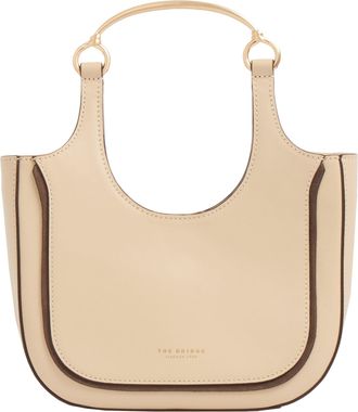 The Bridge Beige Baby Hobo Structured Leather Shoulder Bag