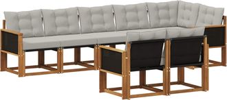 vidaXL Conjunto De Sof&aacute;s De Exterior 8 Uds. Natural Y Gris Claro Vidaxl