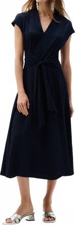 Joseph Ribkoff Woven Seersucker Dress In Midnight Blue