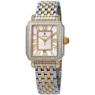 Michele Deco Madison Silver Sunray Dial Ladies Two Tone Watch MWW06T000144