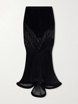 Givenchy Gonna Midi In Mesh Con Ruche - Nero