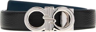Ferragamo Black Blue Logo Reversible Belt