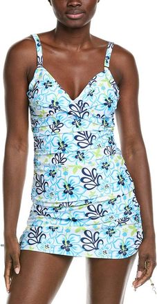 Nicole Miller 2Pc Tankini Top & Ruched Swim Skirt Set