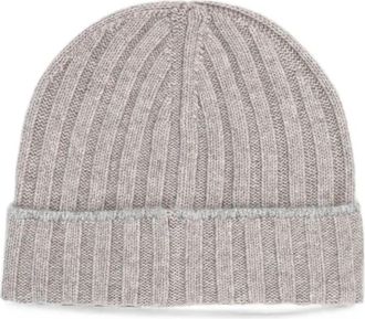Brunello Cucinelli Ribbed Cashmere Beanie - unisex - Hoeden - Grijs - M - Kasjmier - Accessoires