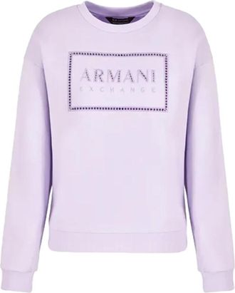 A|X Armani Exchange Biologisch Katoenen Crewneck Sweater Lila - Dames - Sweatshirts - Paars - M - Katoen - Hoodies & sweatvesten