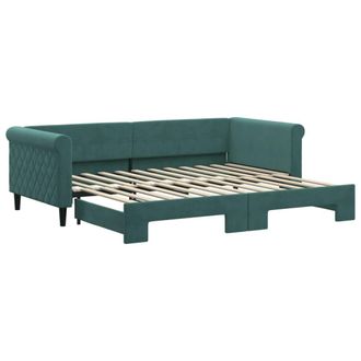 vidaXL Divano Letto Con Letto Estraibile Verde Scuro 90x200cm Velluto - Vidaxl