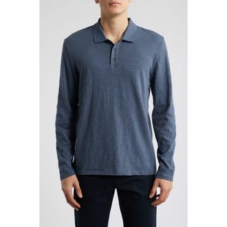 Vince Slub Cotton Long Sleeve Polo in Venice Blue at Nordstrom Rack, Size Xx-Large