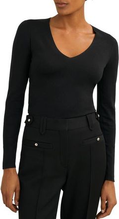 Reiss Maeve V-Neck Silk Blend Sweater in Black at Nordstrom, Size X-Small
