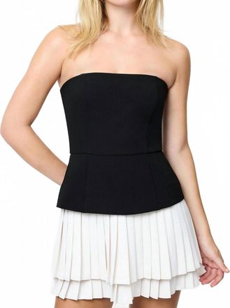French Connection Azra Strapless Pleat Mini Dress In Black/cream