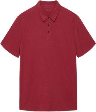 John Varvatos Victor Embroidered Peace Sign Organic Cotton Slub Polo in Cranberry at Nordstrom, Size X-Large