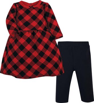 Hudson Baby Quilted Cotton Dress and Leggings in Buffalo Plaid at Nordstrom, Size 12-18M