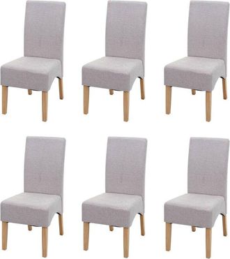 Hhg Lote De 6 Sillas De Comedor Latina, Silla De Cocina, Tela/textil Certificado Mvg, Beige Crema, Patas Claras