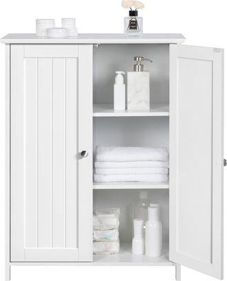 Yaheetech Armario Ba&ntilde;o Mueble Ba&ntilde;o De Suelo Mueble Auxiliar Cocina Con 2 Puertas Cajoneras Para Sal&oacute;n Pasillo Entrada Blanco 60 X 30 X 80 Cm - Yaheetech