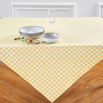 Solino Home Linen Table Throw - Gingham Check, 52 x 52, 52 x 52 in Marigold Yellow at Nordstrom, Size Small