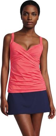 Lands End D-Cup V-Neck Wrap Underwire Tankini Swimsuit Top in Wood Lily at Nordstrom, Size 18