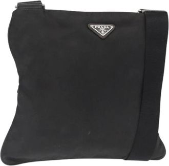Prada Pre-owned Cross Body Bags, female, Black, Size: ONE SIZE Pre-owned Nylon Cross Body Bag