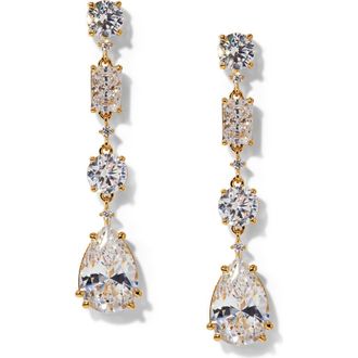 Nadri Everleigh Cubic Zirconia Linear Drop Earrings in Gold at Nordstrom