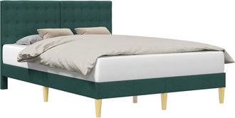 vidaXL Estructura De Cama Con Cabecera Verde Oscuro 120 X 190 Cm Tela Vidaxl