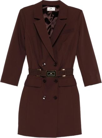 Elisabetta Franchi Tailored Double-Breasted Gold-Tone Button Dress