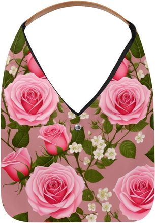 Generic Colorful Art Flowers Reusable Lightweight Grocery Bags - Foldable Into Compact Pouch, Washable & Sturdy, Multipurpose for Shopping and Travel