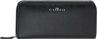 John Richmond Accessoires, Dames, Zwart, ONE Size, Leer, Textured Zip Wallet