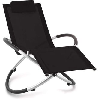 Brigros Sill&oacute;n mecedora de metal y textilene negro