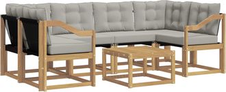 vidaXL Conjunto De Sof&aacute;s De Exterior 7 Uds. Blanco Y Gris Claro Vidaxl