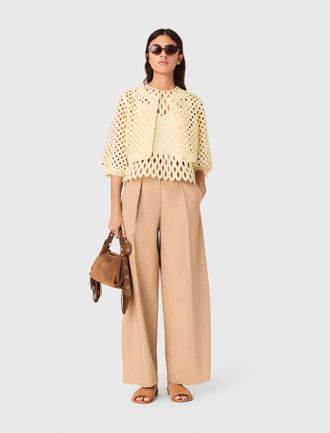 Maje Rhinestone Crochet Cardigan - Yellow - Maje