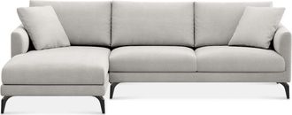 Castlery Lena Chaise Sectional Sofa Left Facing Customized, Performance Fleece, Medium Grey, Matte Black Legs, Spill Resistant, Removable Covers for Castlery