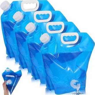 OEM Jarra De Agua Plegable Con Grifo - Juego De 4, 10 Litros, Sin Bpa, Port&aacute;til Para Acampar Y Hacer Senderismo