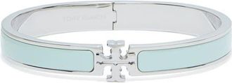Tory Burch Medium Icon Enamel Bracelet in Tory Silver /Light Green at Nordstrom