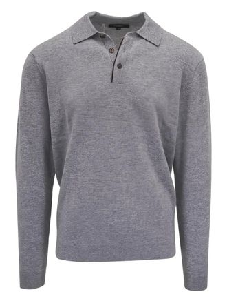 Kinross Cashmere buttoned collared polo shirt - Grey