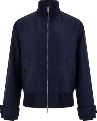 Ferragamo monogram ribbed blouson - men - Polyamide/Rayon - 52 - Blue