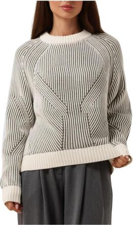 Envii Witte Gebreide Trui Encaroline Stijl - Dames - Ronde hals truien - Veelkleurig - L - Truien & Vesten