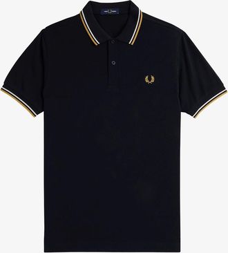 Fred Perry Mens Fred Perry M3600 Twin Tipped Fred Perry Shirt - Navy/Ecru/Honeycomb - Size: 42