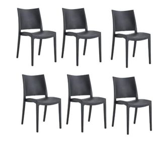 Far Far - Kit 6 Sedie Polipropilene Cucina Bar Ristorante Sedia Interno Esterno Nero 580fl