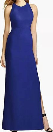 Dessy Crepe Long Formal Dress In Cobalt Blue