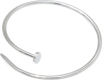 Adornia Adornia Silver Plated Thin Nail Cuff Bracelet