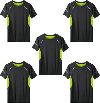 Generic 5 Pack or 3 Packs Compression Tops for Men Short Sleeve Mens Running Top Mesh Design Quick Dry Base Layer Sports Fitness(3XL,5 FG S)