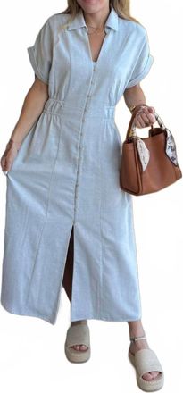 Hem & Thread Quinn Button Down Dress In Light Blue