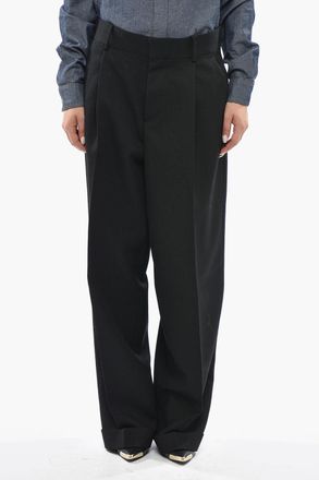 Dsquared2 Pantaloni Wide Leg In Lana Vergine Dsquared2
