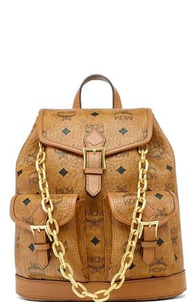 MCM Mini Aren Drawstring Backpack in Visetos in Brown at Nordstrom