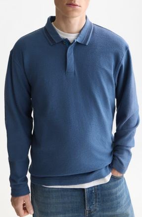 Scotch & Soda Long Sleeve Structured Cotton Polo in Ensign Blue at Nordstrom, Size Xx-Large
